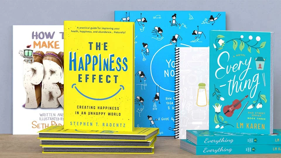 assortment of large & small books authors made & self published on lulu