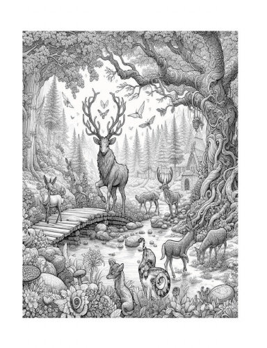 Whimsical Magical Forest Coloring Book